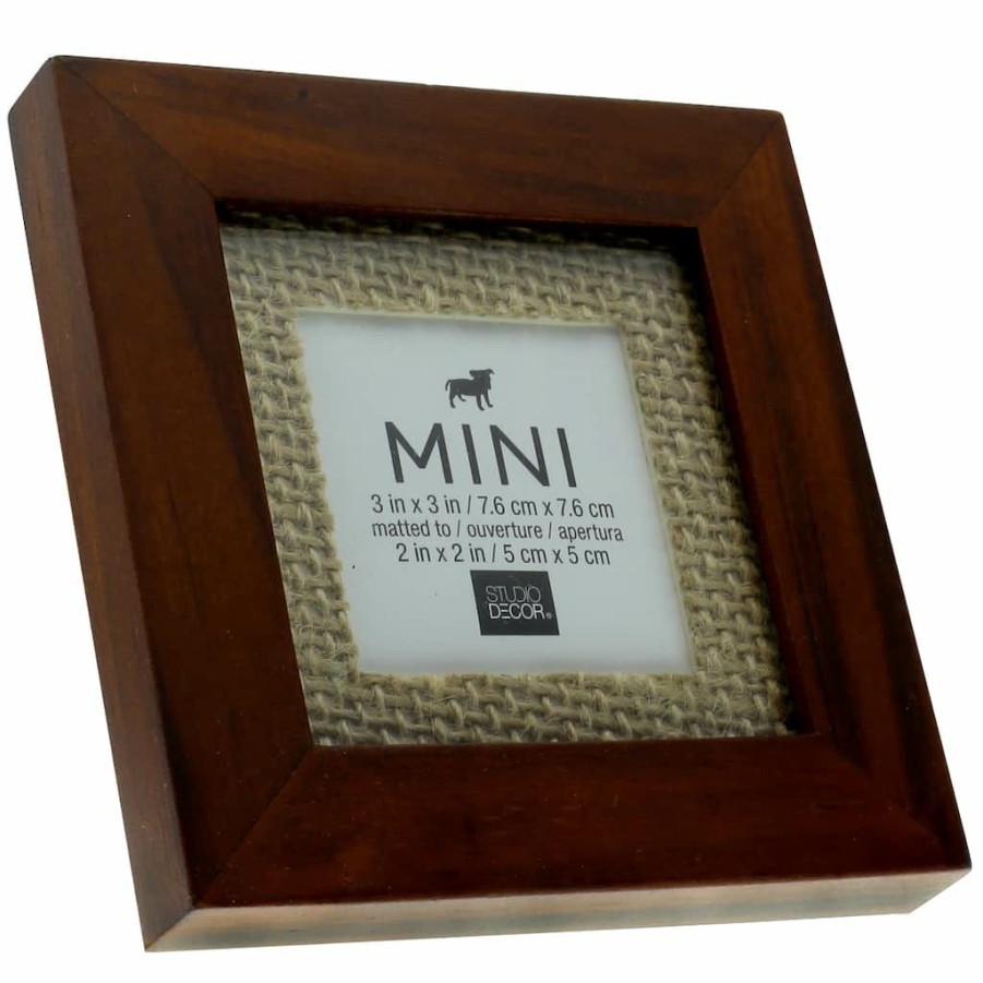 Frames * | Best Reviews Of 24 Pack: Mini Walnut Frame With Burlap Mat By Studio Decor By Studio Decor