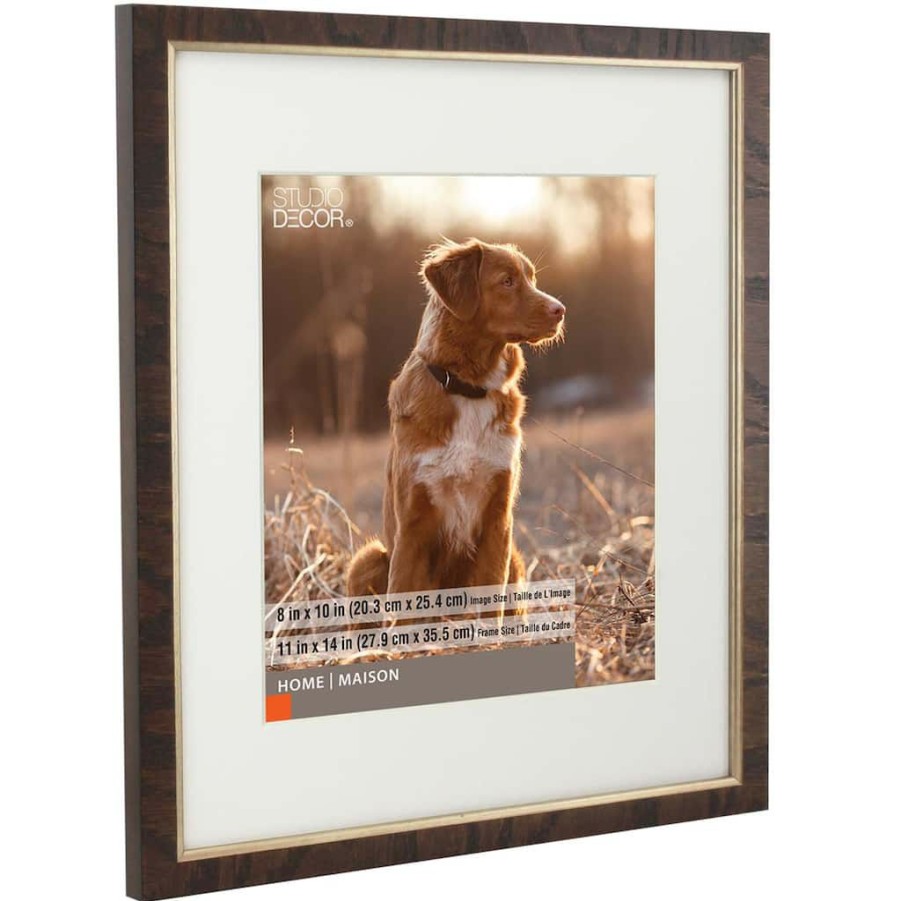 Frames * | Cheapest 8 Pack: Oak & Gold 8 X 10 Frame With Mat, Home By Studio Decor By Studio Decor