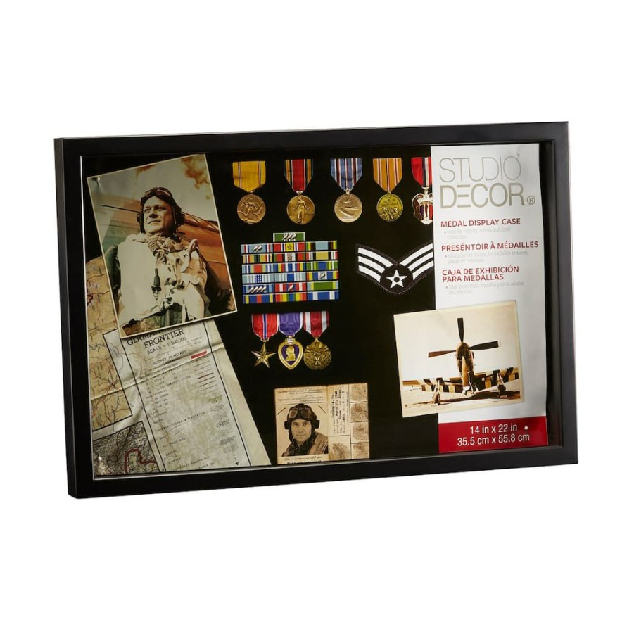 Frames * | Outlet Black Medal Shadow Box By Studio Decor , 14 X 22 By Studio Decor