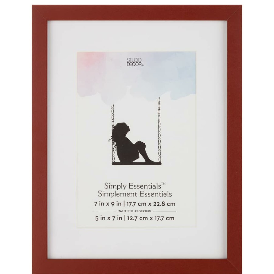 Frames * | Wholesale Burgundy Line 5 X 7 Frame With Mat, Simply Essentials By Studio Decor By Studio Decor