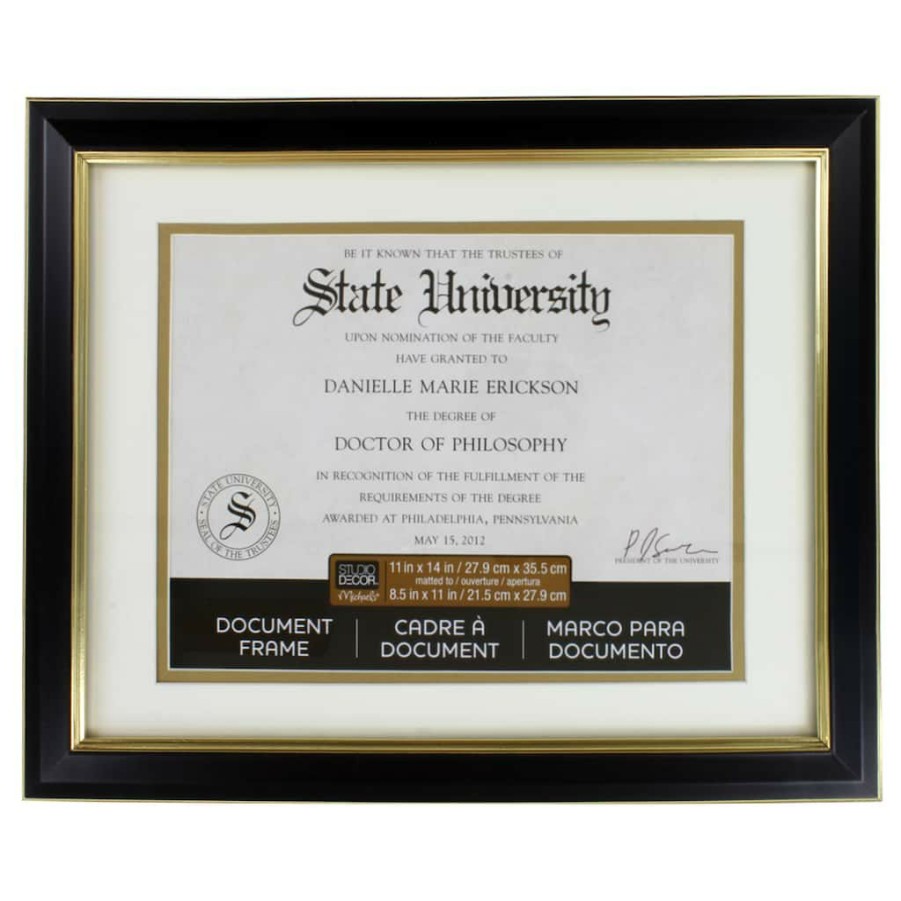 Frames * | Flash Sale Black & Gold 8.5 X 11 Document Frame With Mat By Studio Decor By Studio Decor