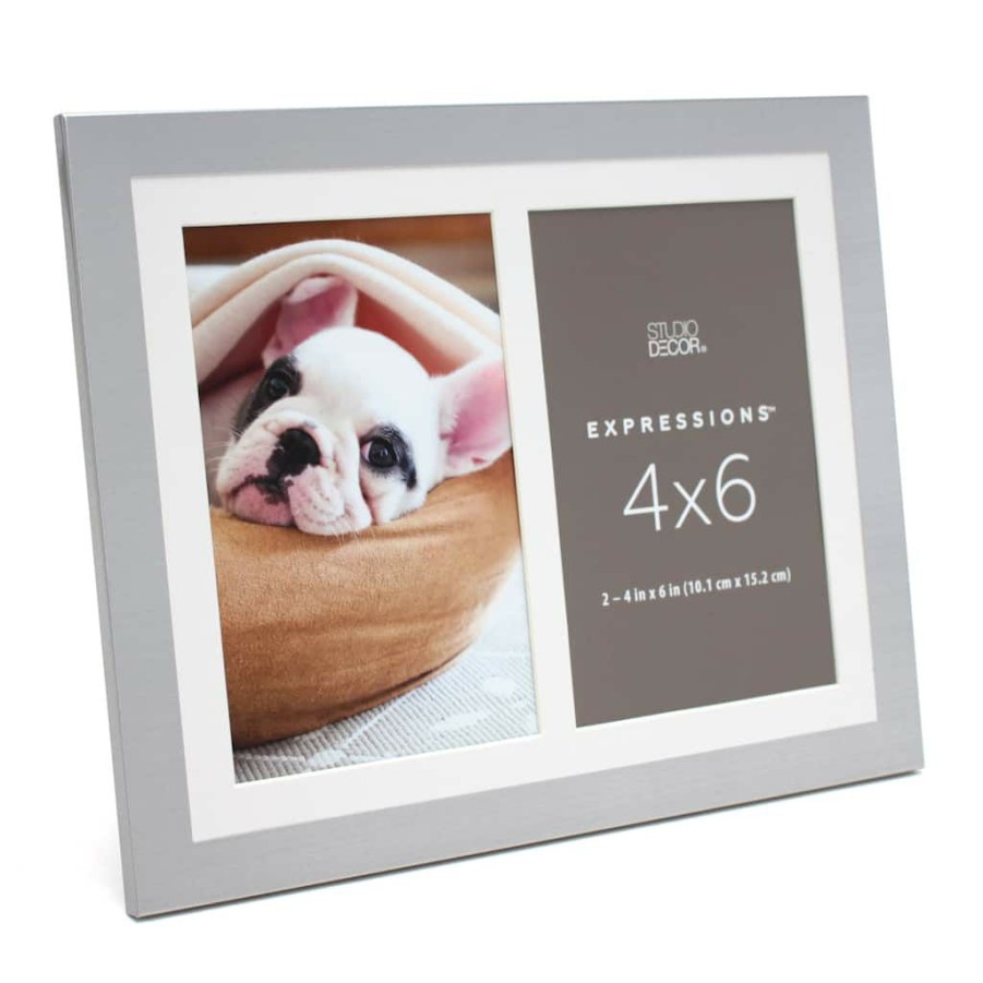 Frames * | Cheap 2 Opening Silver 4 X 6 Collage Frame, Expressions By Studio Decor By Studio Decor