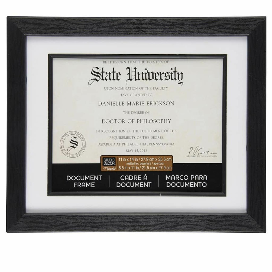 Frames * | Brand New Black 8.5 X 11 Document Frame With Mat By Studio Decor By Studio Decor