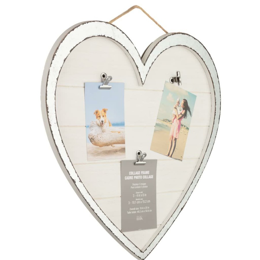 Frames * | Promo 3 Opening Galvanized Heart Collage Frame With Clips By Studio Decor By Studio Decor