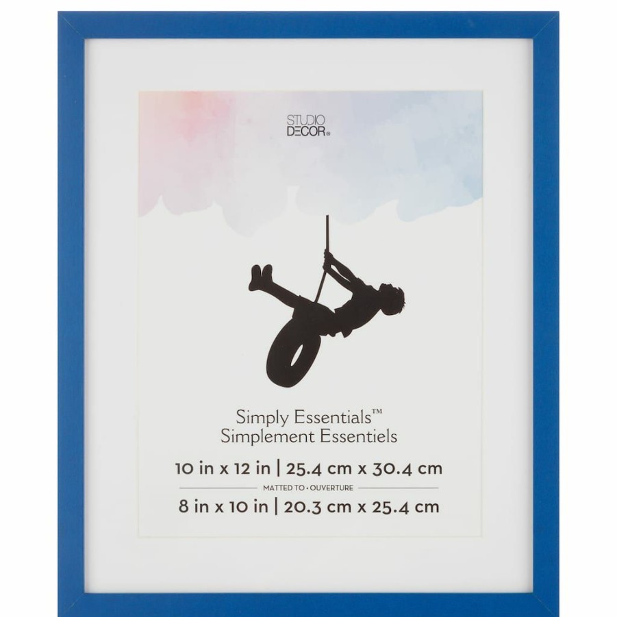 Frames * | Brand New Blue Linear 8 X 10 Frame With Mat, Simply Essentials By Studio Decor By Studio Decor