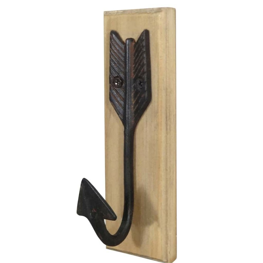 Home & Decor * | Discount Wood Plaque With Pewter Arrow Hook, Farmington By Studio Decor By Studio Decor