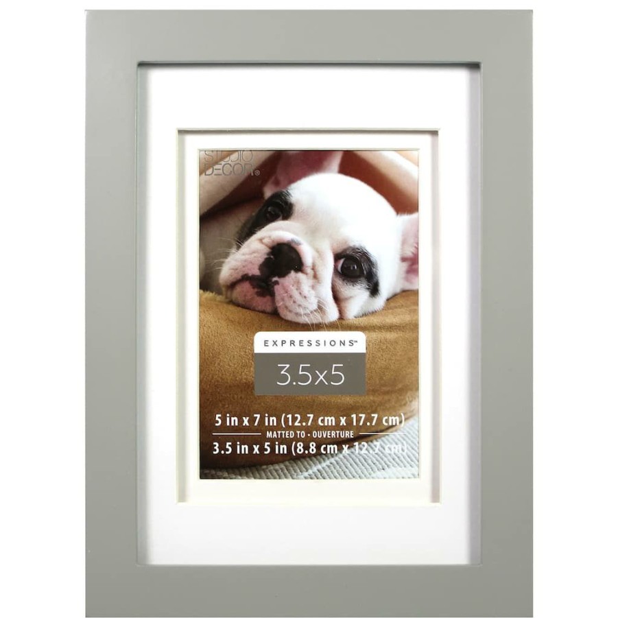 Frames * | Cheapest Gray 3.5 X 5 Frame With Mat, Expressions By Studio Decor By Studio Decor