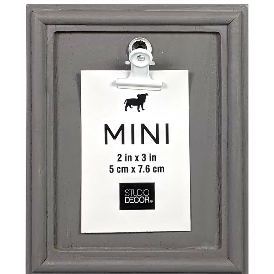 Frames * | Best Sale Gray Mini Clip Frame By Studio Decor By Studio Decor