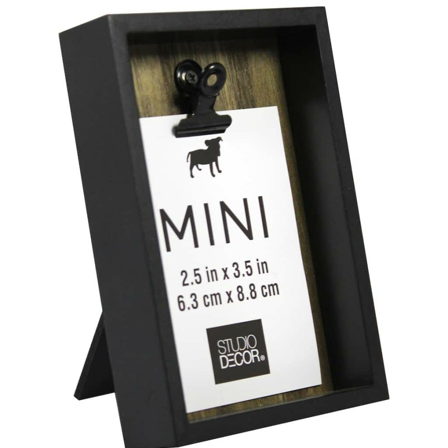 Frames * | Hot Sale 24 Pack: Black Deep Box 2.5 X 3.5 Mini Clip Frame By Studio Decor By Studio Decor