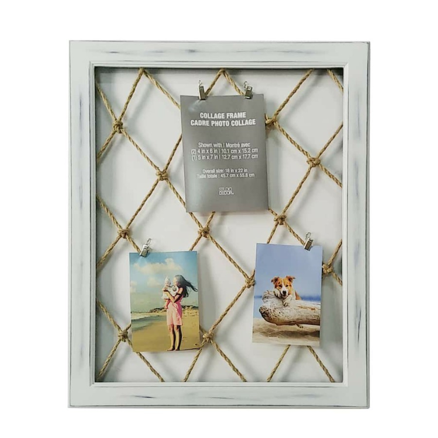 Frames * | Wholesale 6 Pack: White With Net 22 X 18 Collage Clip Frame By Studio Decor By Studio Decor