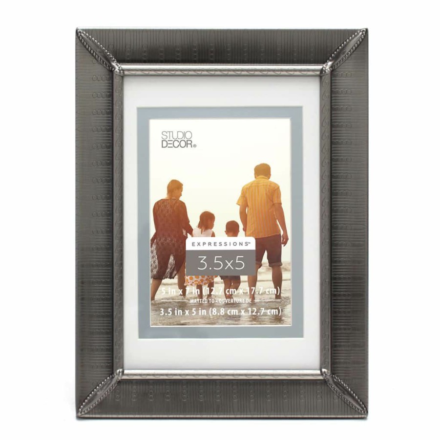 Frames * | Budget Etched Frame With Double Mat, Expressions By Studio Decor By Studio Decor Pewter