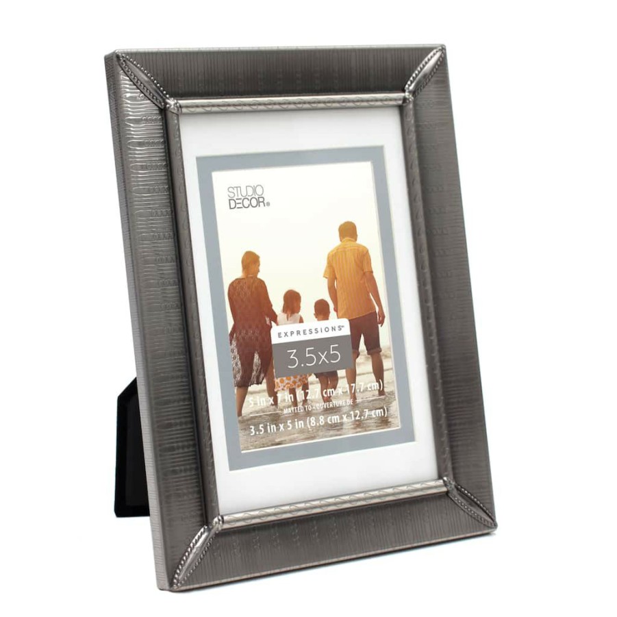 Frames * | Budget Etched Frame With Double Mat, Expressions By Studio Decor By Studio Decor Pewter