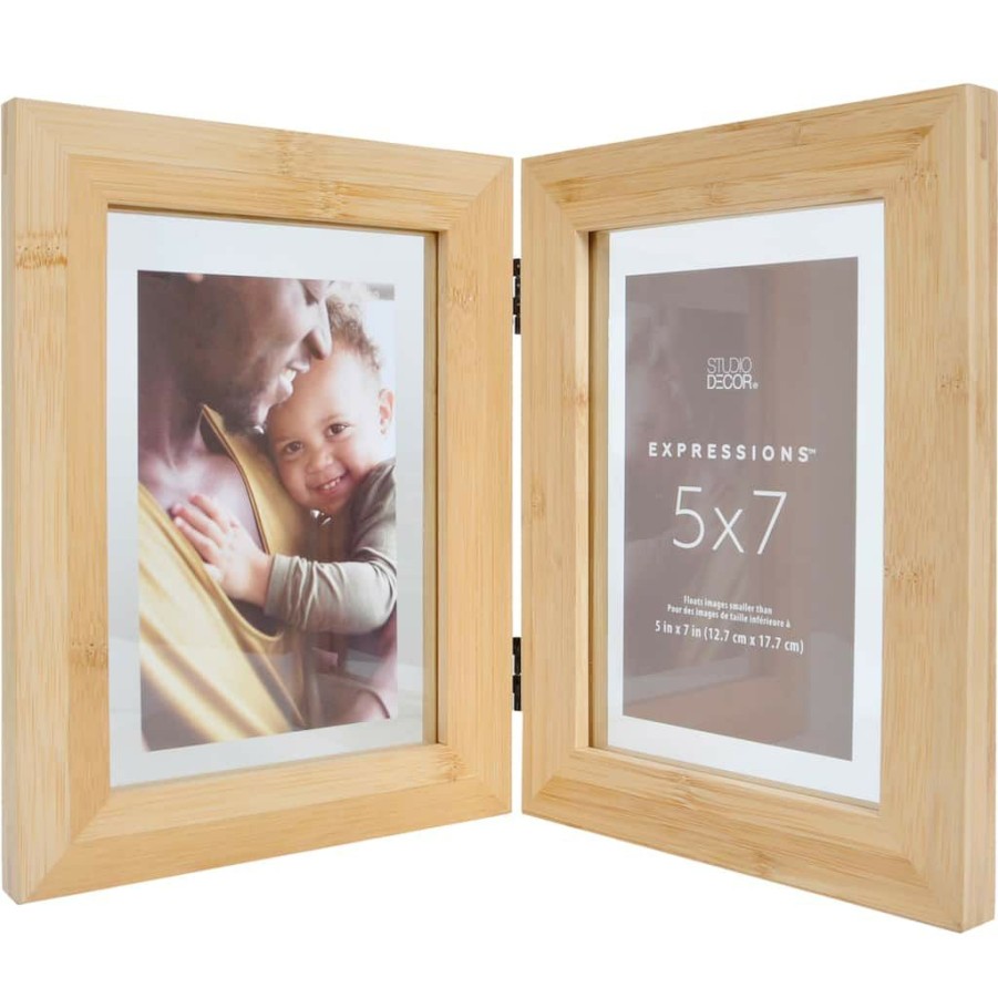 Frames * | Best Deal 2 Opening Hinged Bamboo Float Frame, Expressions By Studio Decor By Studio Decor