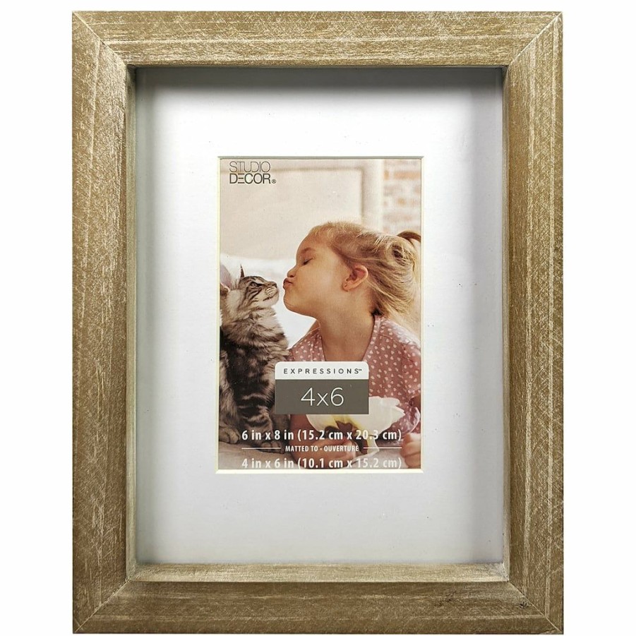 Frames * | Coupon Rustic 4 X 6 Wooden Frame With Mat, Expressions By Studio Decor By Studio Decor