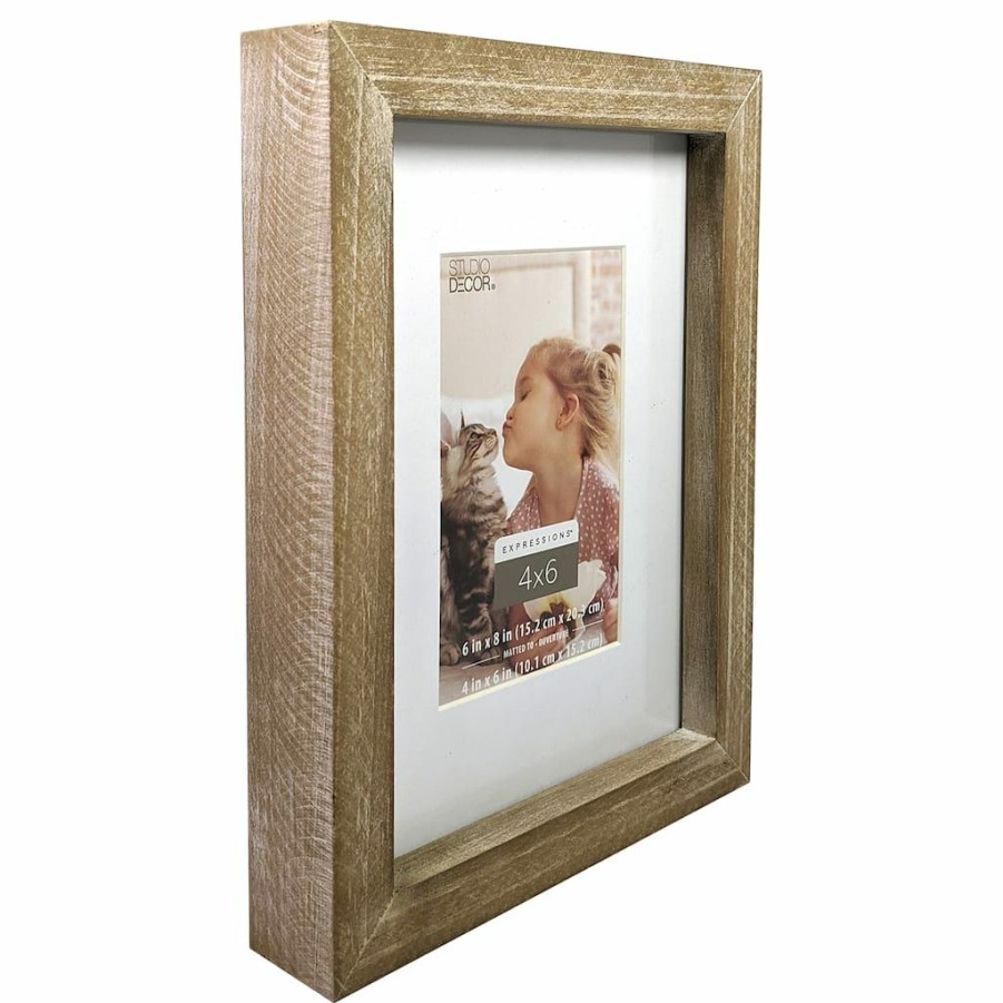 Frames * | Coupon Rustic 4 X 6 Wooden Frame With Mat, Expressions By Studio Decor By Studio Decor