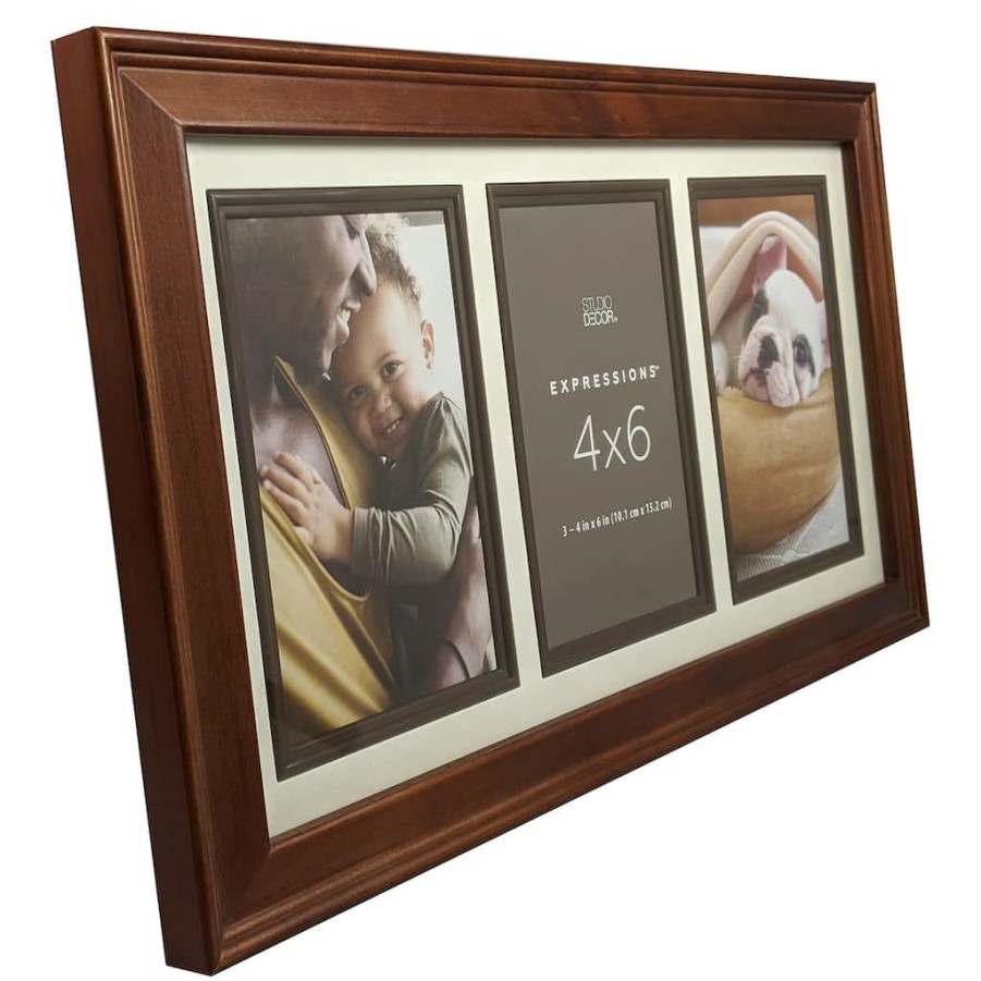 Frames * | Hot Sale 12 Pack: 3 Opening Espresso 4 X 6 Collage Frame With Fillet Mat, Expressions By Studio Decor By Studio Decor