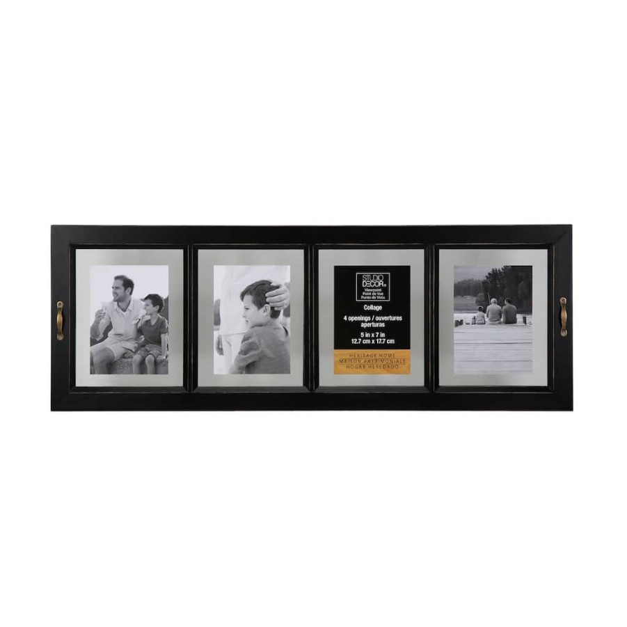 Frames * | Cheapest 8 Pack: 4 Opening Antique Black Window 5 X 7 Collage Float Frame, Heritage Home By Studio Decor By Studio Decor