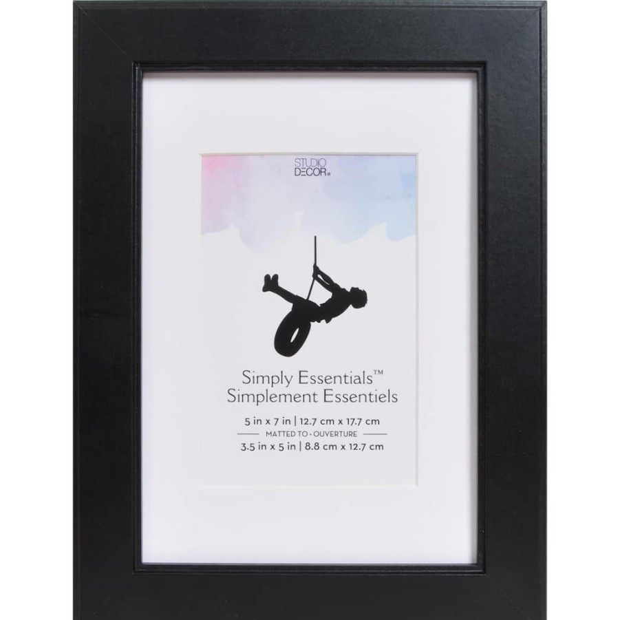 Frames * | Brand New 12 Pack: Black Flat 5 X 7 Frame With Mat, Simply Essentials By Studio Decor By Studio Decor