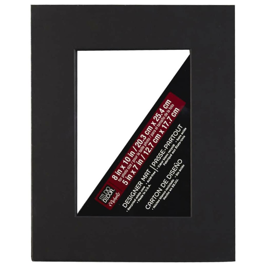 Frames * | Wholesale 8 X 10 Black Core Mat By Studio Decor , 5 X 7 Opening, Black By Studio Decor