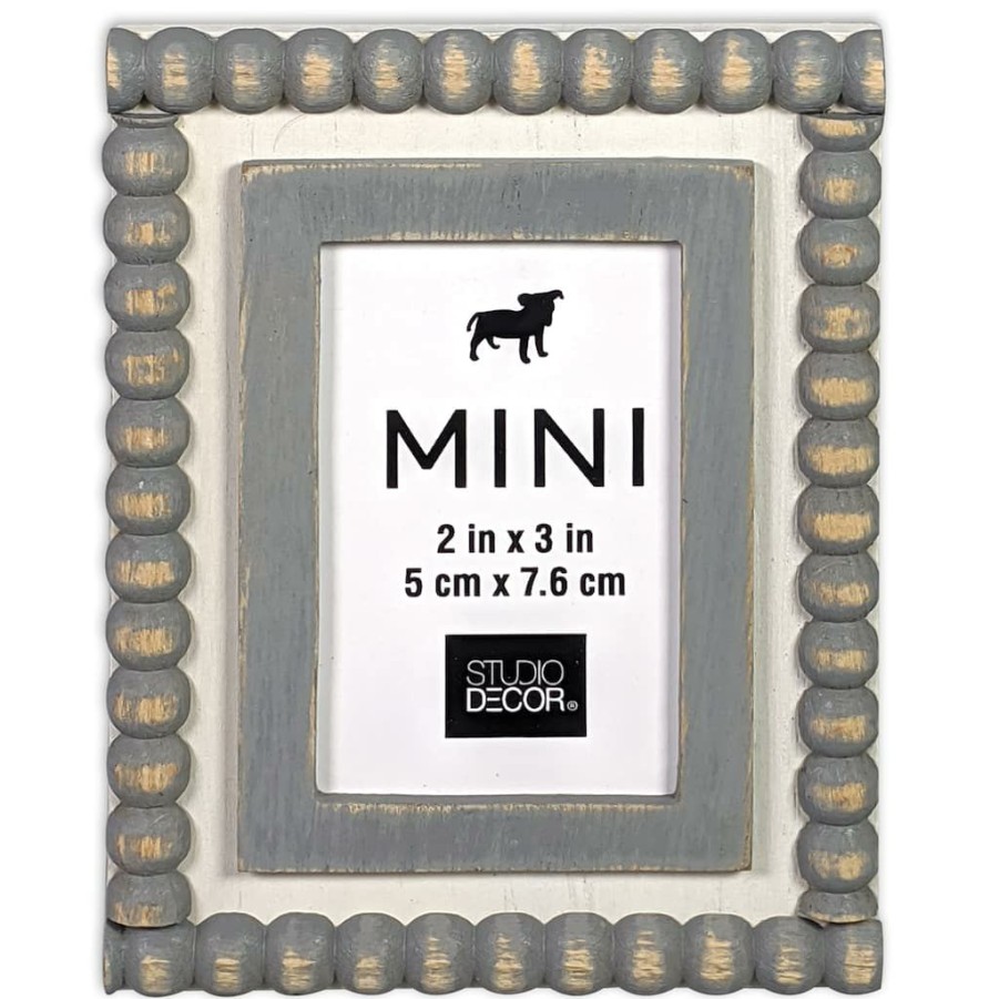 Frames * | Cheapest 24 Pack: Gray & White Beaded 2 X 3 Mini Frame By Studio Decor By Studio Decor