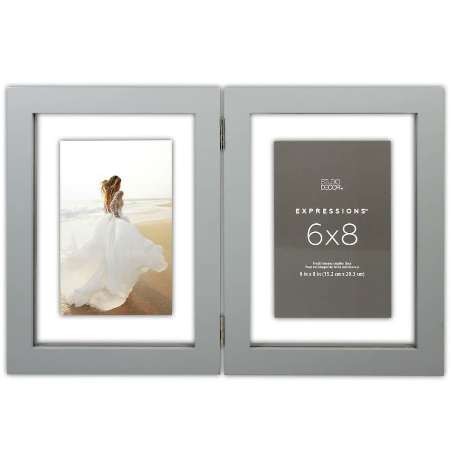 Frames * | Best Deal 2 Opening Gray Hinge 6 X 8 Float Frame, Expressions By Studio Decor By Studio Decor