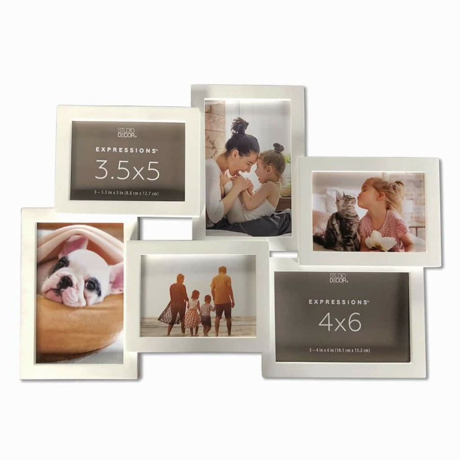 Frames * | Hot Sale 12 Pack: 6 Opening White Collage Frame, Expressions By Studio Decor By Studio Decor