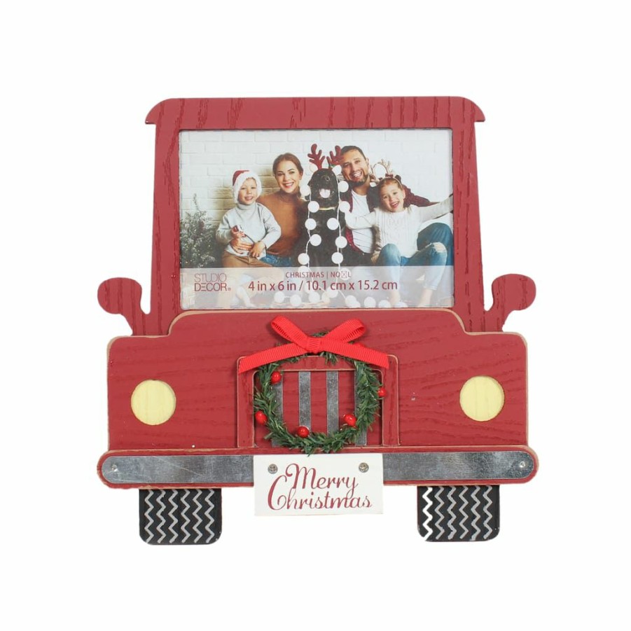 Frames * | Hot Sale Red Truck 4 X 6 Frame, Christmas By Studio Decor By Studio Decor