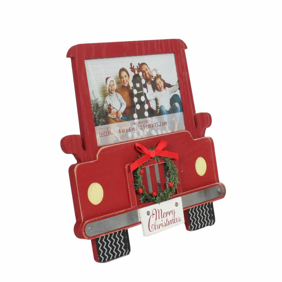 Frames * | Hot Sale Red Truck 4 X 6 Frame, Christmas By Studio Decor By Studio Decor