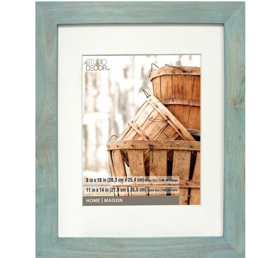 Frames * | Best Sale Turquoise Wash 8 X 10 Frame With Mat, Home By Studio Decor By Studio Decor