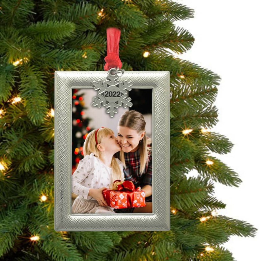 Frames * | Budget Silver Snowflake 2022 Rectangle Ornament Frame By Studio Decor By Studio Decor