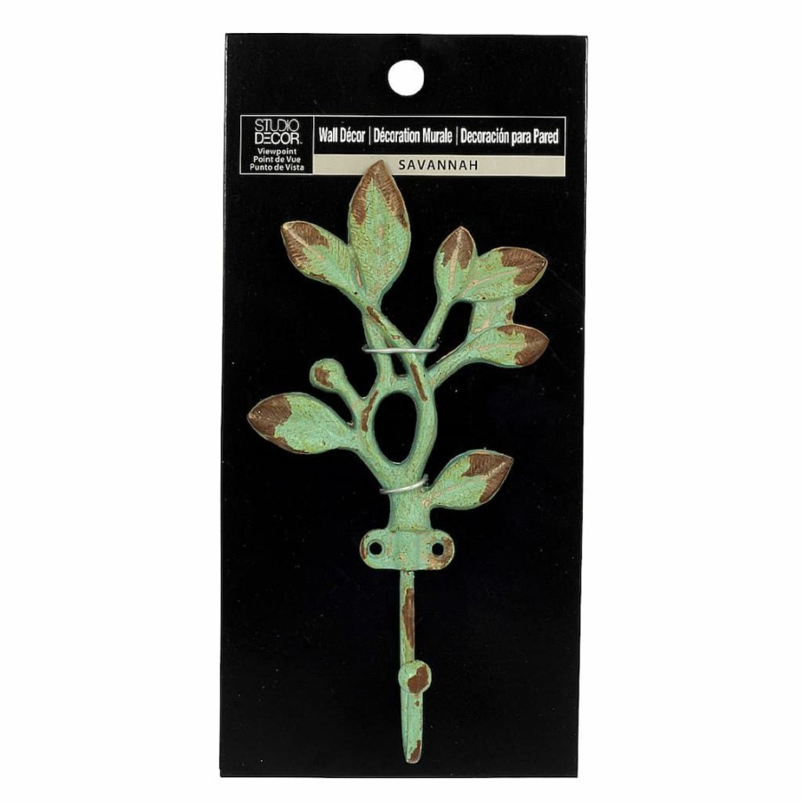 Home & Decor * | Deals Sage Leaf Pewter Hook By Studio Decor By Studio Decor