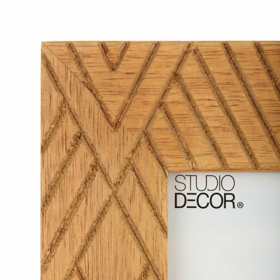 Frames * | Promo Dark Brown Natural Wood Arrow Line Picture Frame By Studio Decor By Studio Decor