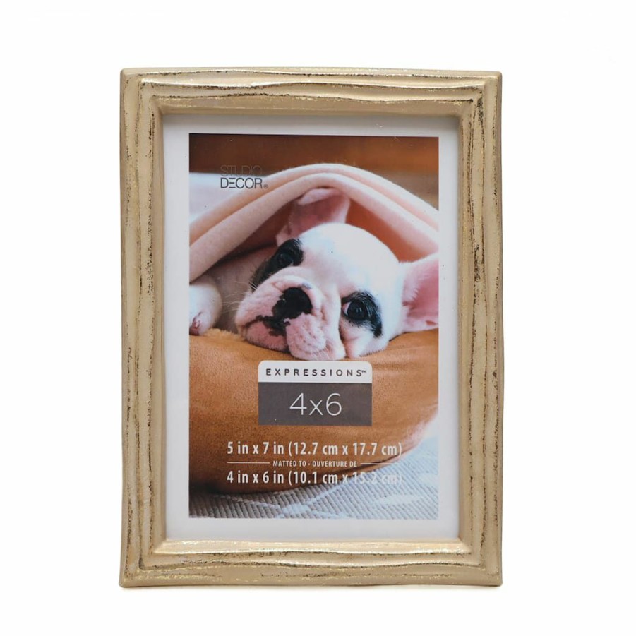 Frames * | Promo Gilded Faux Wood 4 X 6 Frame With Mat, Expressions By Studio Decor By Studio Decor