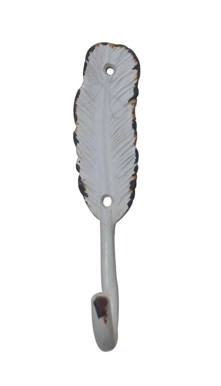 Home & Decor * | Best Deal White Feather Pewter Wall Hook By Studio Decor By Studio Decor