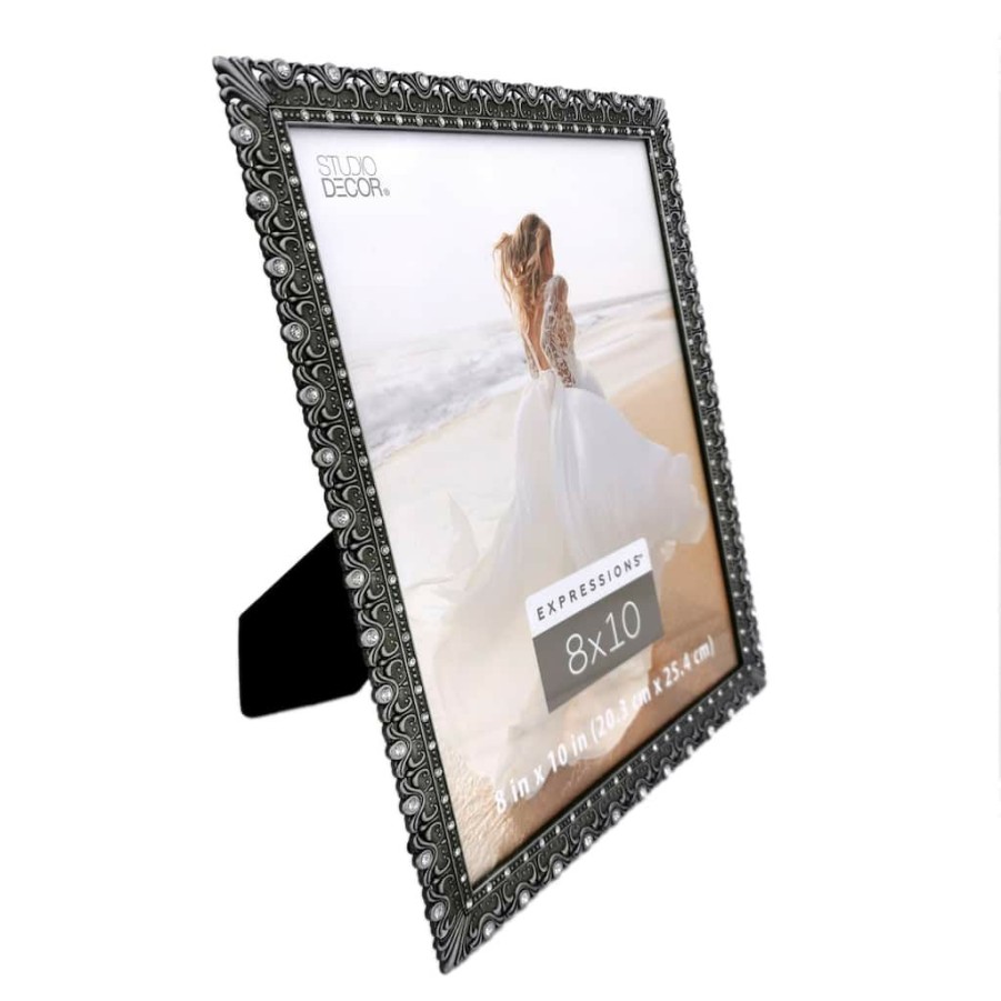 Frames * | Hot Sale Ornate Jeweled Frame, Expressions By Studio Decor By Studio Decor Pewter