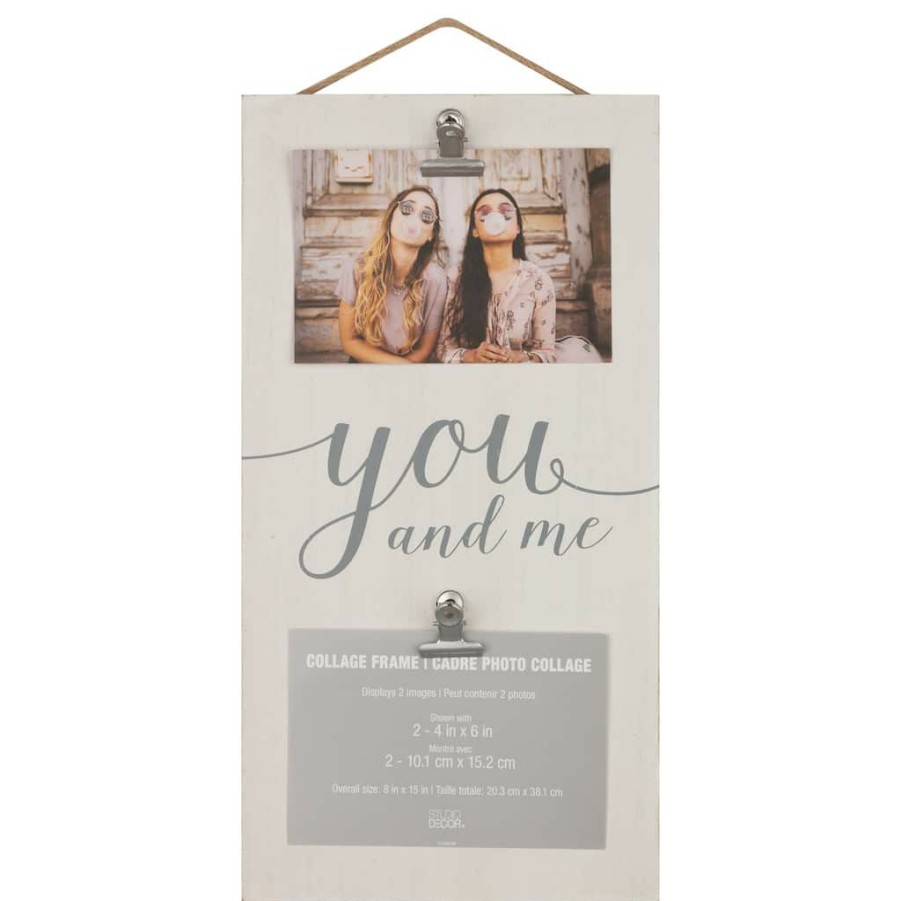 Frames * | Outlet 2 Opening You & Me White Collage Frame With Clips By Studio Decor By Studio Decor