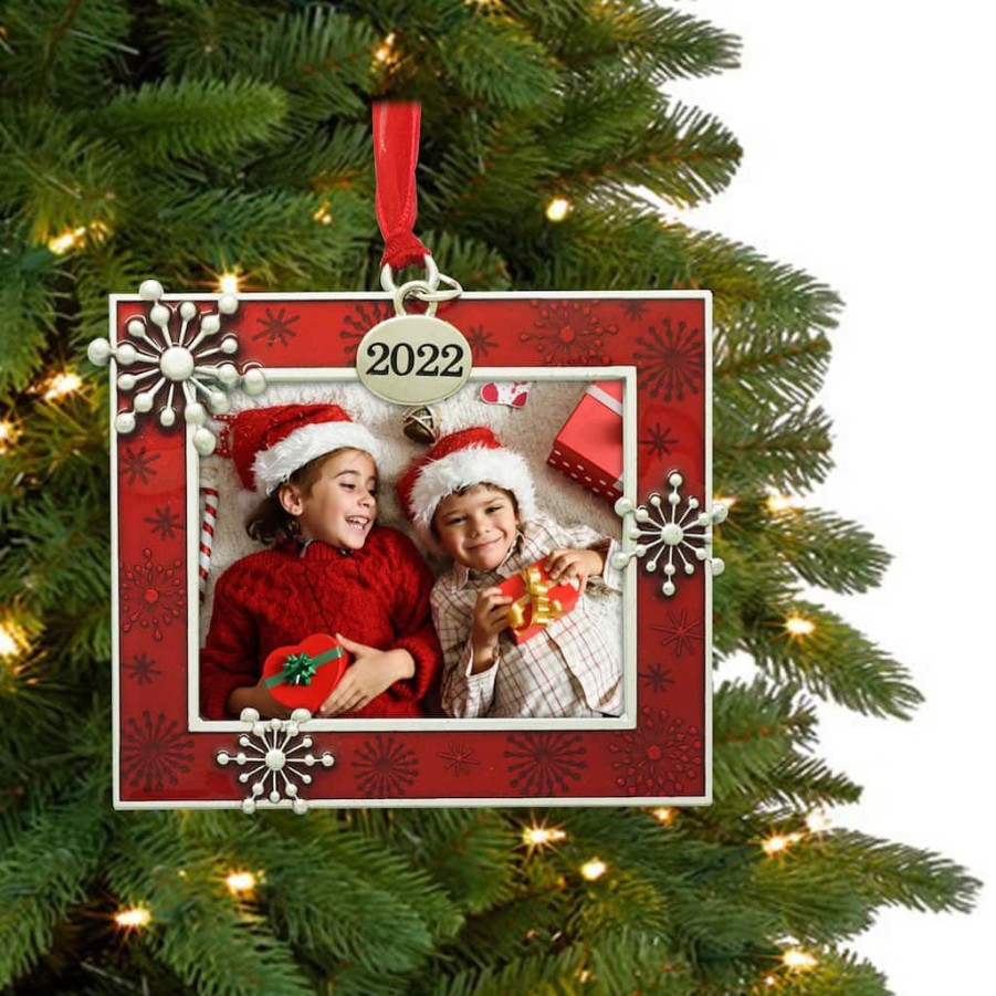 Frames * | Best Pirce Red 2022 Snowflake Rectangle Ornament Frame By Studio Decor By Studio Decor