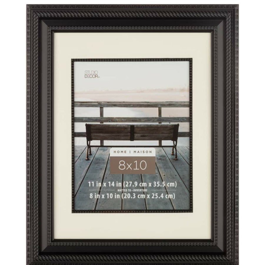 Frames * | Discount Rope Frame With Mat, Home Collection By Studio Decor By Studio Decor Black