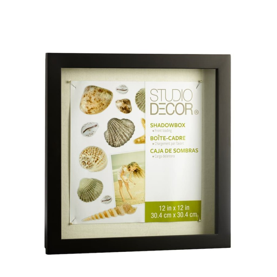 Frames * | Budget 12 Pack: Black Front Opening 12 X 12 Shadow Box By Studio Decor By Studio Decor