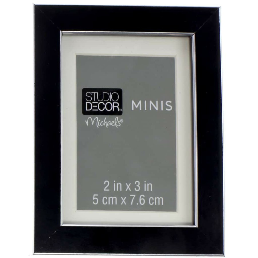 Frames * | Discount Black Ridged Mini Frame With Mat By Studio Decor By Studio Decor