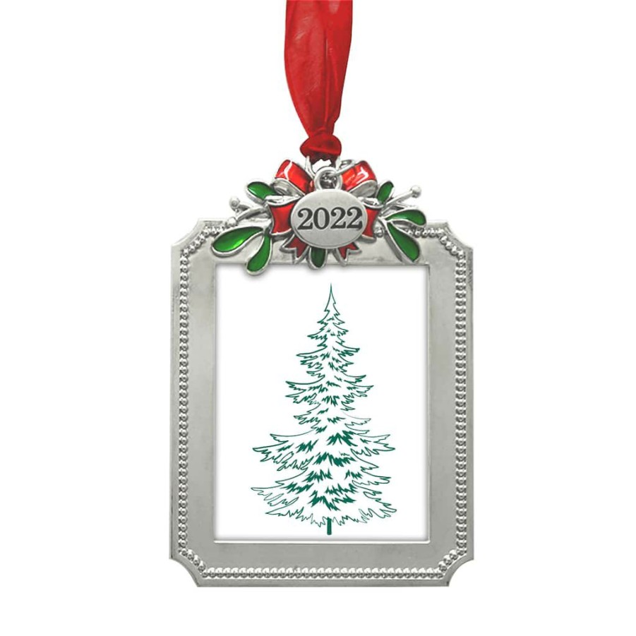 Frames * | Buy Silver & Red Bow 2022 Rectangle Ornament Frame By Studio Decor By Studio Decor