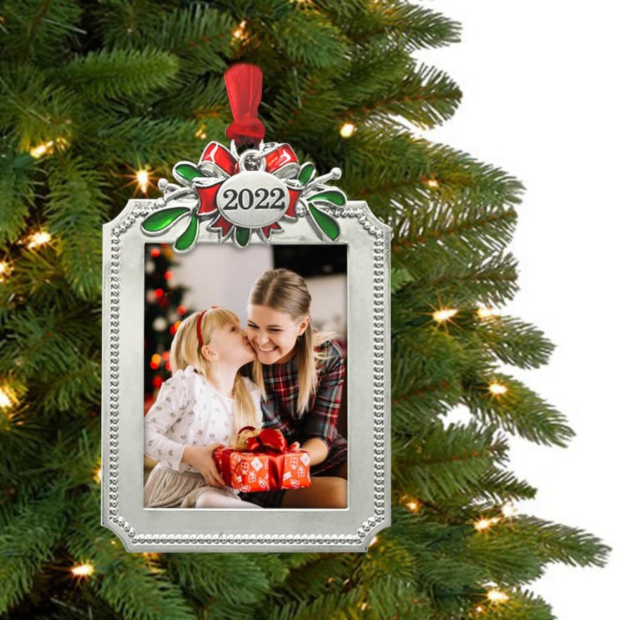 Frames * | Buy Silver & Red Bow 2022 Rectangle Ornament Frame By Studio Decor By Studio Decor