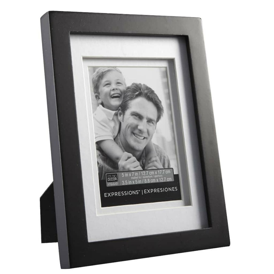 Frames * | Brand New Black 3.5 X 5 Frame With Double Mat, Expressions By Studio Decor By Studio Decor