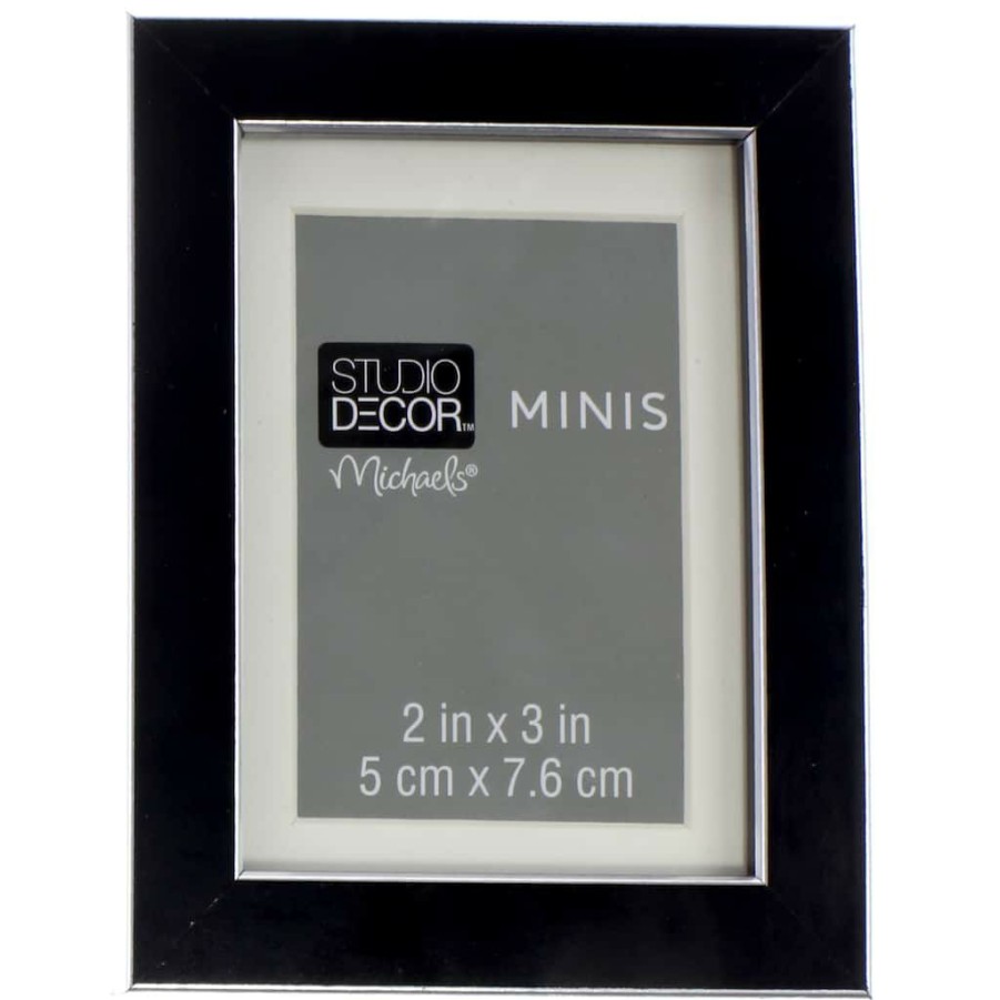 Frames * | Wholesale 24 Pack: Black Ridged Mini Frame With Mat By Studio Decor By Studio Decor