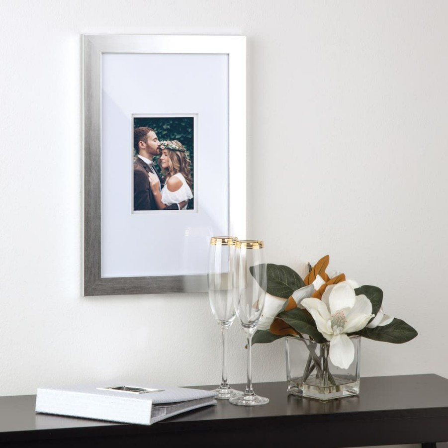 Frames * | Discount Silver Galvanized 5 X 7 Frame With Double Mat, Gallery By Studio Decor By Studio Decor