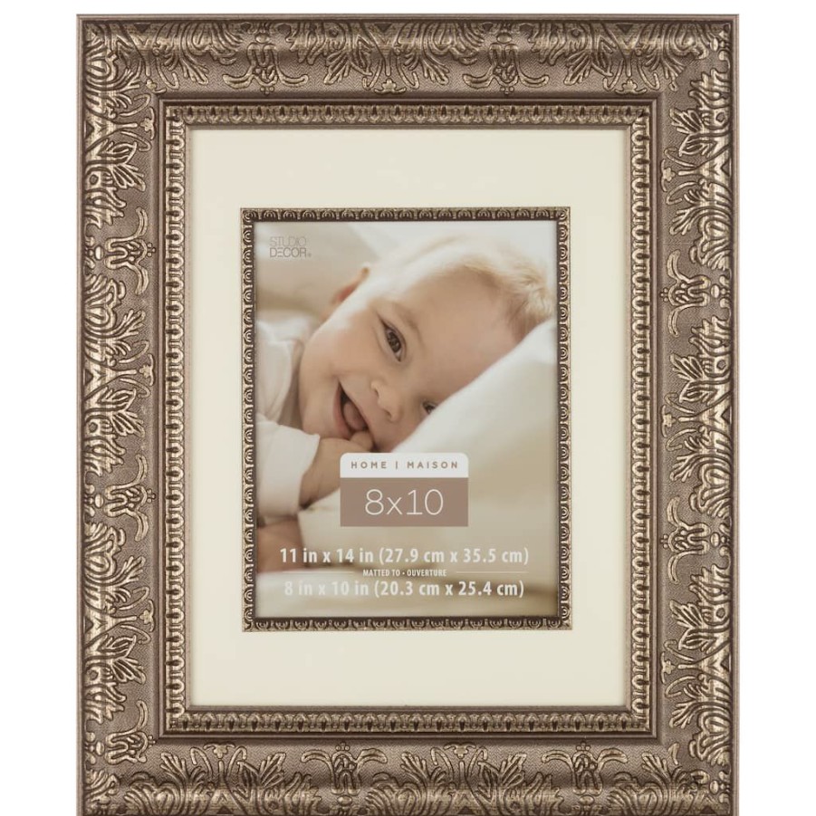 Frames * | Best Deal Floral Frame With Mat, Home Collection By Studio Decor By Studio Decor Silver