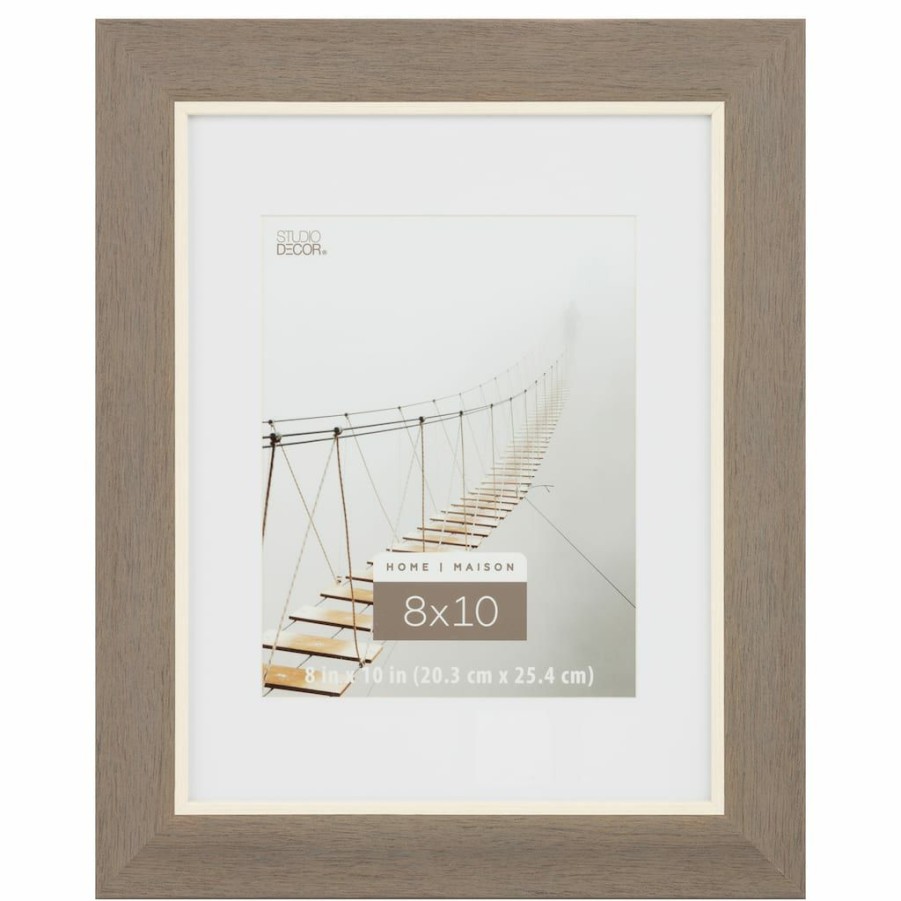 Frames * | Discount Greige 8 X 10 With Mat Frame, Home By Studio Decor By Studio Decor