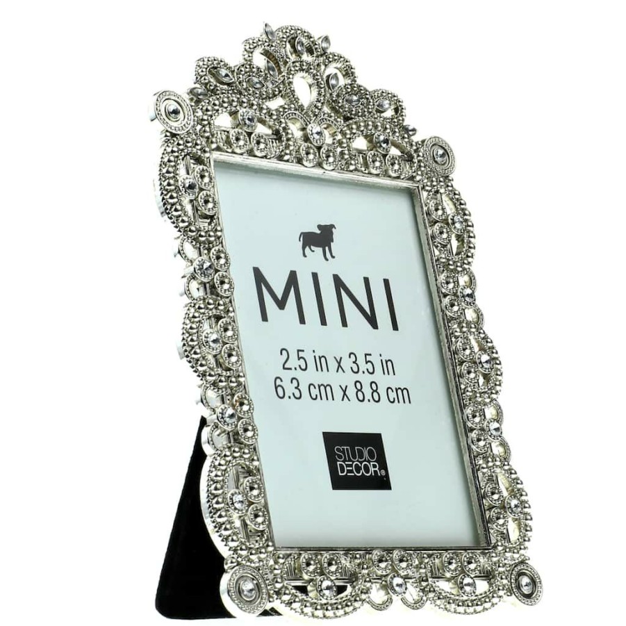 Frames * | Deals 24 Pack: Antique Silver With Jewels 2.5 X 3.5 Mini Frame By Studio Decor By Studio Decor