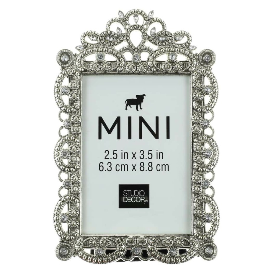 Frames * | Deals 24 Pack: Antique Silver With Jewels 2.5 X 3.5 Mini Frame By Studio Decor By Studio Decor