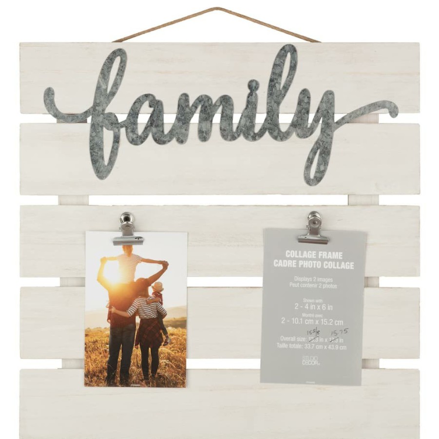 Frames * | Outlet 6 Pack: 2 Opening White Slat Family Collage Clip Frame By Studio Decor By Studio Decor